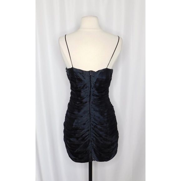 ZARA Little Black Dress Ruched Draped Rhinestone Mini Cocktail Party Small - Picture 9 of 16